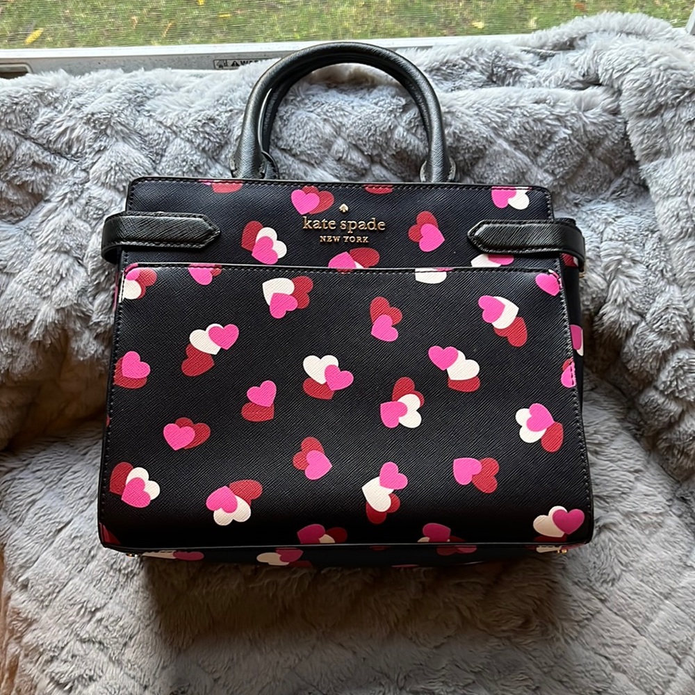 Heart Kate Spade midnight navy medium satchel.